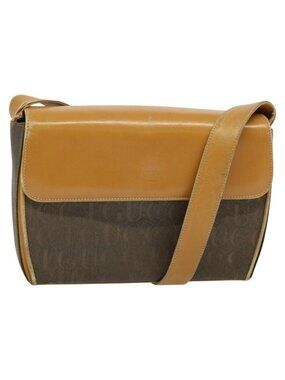 Authentic GUCCI Shoulder Bag Canvas Leather Brown Gold